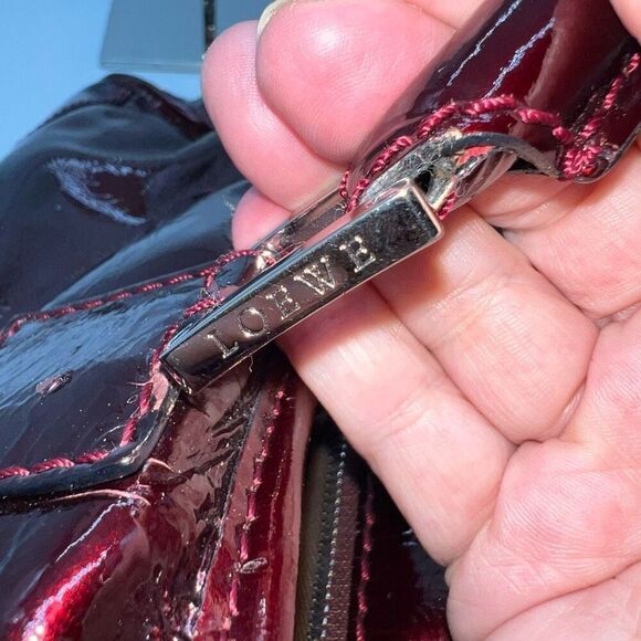 LOEWE Amazona 28 Burgundy Patent Leather Handbag (minor callouts in pics) - Picture 16 of 16